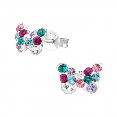 Butterfiy - 925 Sterling Silver Kids Ear Studs with Crystal SD38013