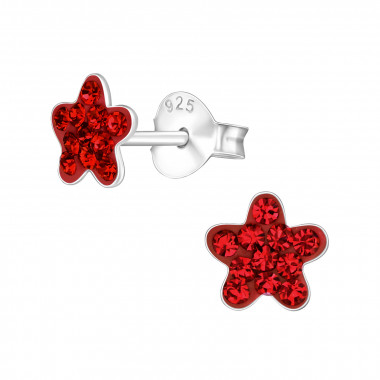 Flower - 925 Sterling Silver Kids Ear Studs with Crystal SD38295