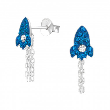 Rocket - 925 Sterling Silver Kids Ear Studs with Crystal SD38461