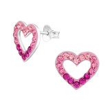 Heart - 925 Sterling Silver Kids Ear Studs with Crystal SD38472