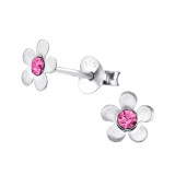 Flower - 925 Sterling Silver Kids Ear Studs with Crystal SD3847