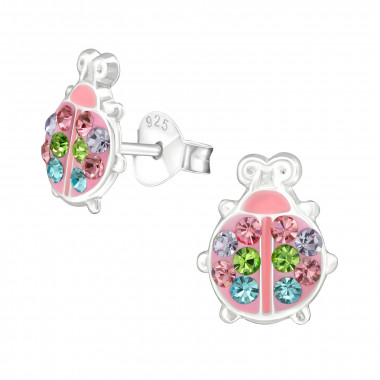 Ladybug - 925 Sterling Silver Kids Ear Studs with Crystal SD38545