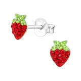 Strawberry - 925 Sterling Silver Kids Ear Studs with Crystal SD38552