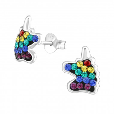 Unicorn - 925 Sterling Silver Kids Ear Studs with Crystal SD38702