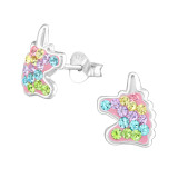 Unicorn - 925 Sterling Silver Kids Ear Studs with Crystal SD38703