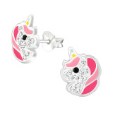 Unicorn - 925 Sterling Silver Kids Ear Studs with Crystal SD38707