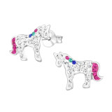 Unicorn - 925 Sterling Silver Kids Ear Studs with Crystal SD38713