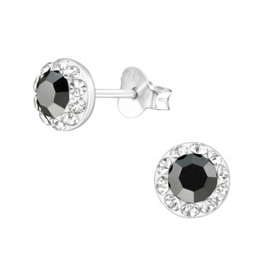 Round - 925 Sterling Silver Kids Ear Studs with Crystal SD38874