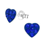 Heart - 925 Sterling Silver Kids Ear Studs with Crystal SD39628
