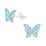 Butterfly - 925 Sterling Silver Kids Ear Studs with Crystal SD39868