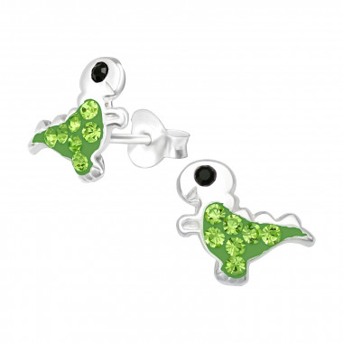 Dinosaur - 925 Sterling Silver Kids Ear Studs with Crystal SD39996