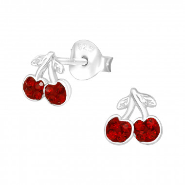 Cherry - 925 Sterling Silver Kids Ear Studs with Crystal SD40047