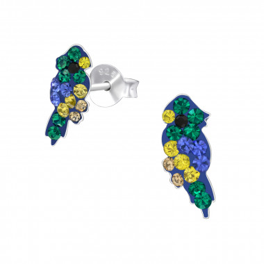 Parrot - 925 Sterling Silver Kids Ear Studs with Crystal SD41128