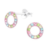 Circle - 925 Sterling Silver Kids Ear Studs with Crystal SD41131