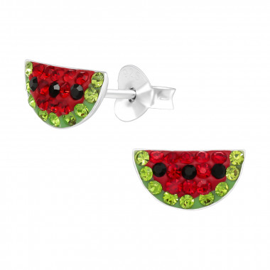 Watermelon - 925 Sterling Silver Kids Ear Studs with Crystal SD41133