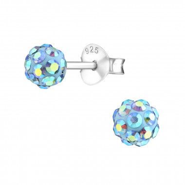 Ball - 925 Sterling Silver Kids Ear Studs with Crystal SD4129
