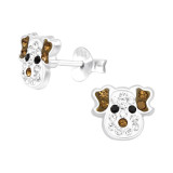 Dog - 925 Sterling Silver Kids Ear Studs with Crystal SD41506
