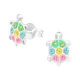 Turtle - 925 Sterling Silver Kids Ear Studs with Crystal SD41507