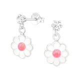 Hanging Flower - 925 Sterling Silver Kids Ear Studs with Crystal SD41602