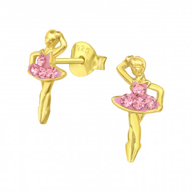 Ballerina - 925 Sterling Silver Kids Ear Studs with Crystal SD41756