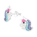 Unicorn - 925 Sterling Silver Kids Ear Studs with Crystal SD41796