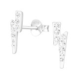Lightning Bolt - 925 Sterling Silver Kids Ear Studs with Crystal SD42036