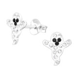Ghost - 925 Sterling Silver Kids Ear Studs with Crystal SD42039