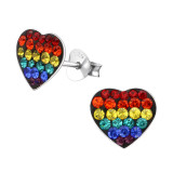Heart - 925 Sterling Silver Kids Ear Studs with Crystal SD4209