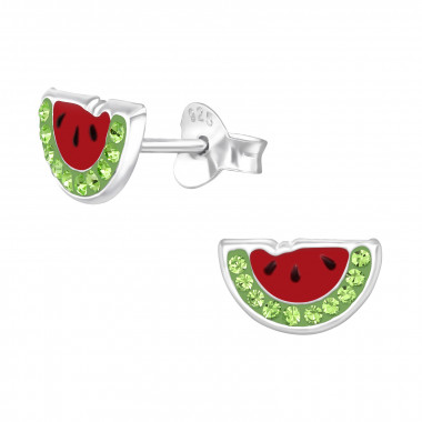 Watermelon - 925 Sterling Silver Kids Ear Studs with Crystal SD42143
