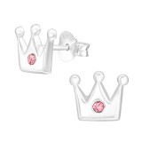 Crown - 925 Sterling Silver Kids Ear Studs with Crystal SD42389