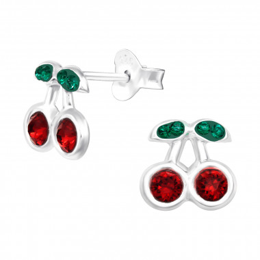 Cherry - 925 Sterling Silver Kids Ear Studs with Crystal SD42413