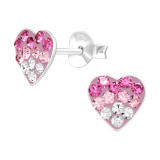 Heart - 925 Sterling Silver Kids Ear Studs with Crystal SD42426