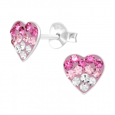 Heart - 925 Sterling Silver Kids Ear Studs with Crystal SD42426
