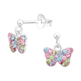 Butterfly - 925 Sterling Silver Kids Ear Studs with Crystal SD42427