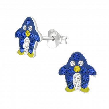 Penguin - 925 Sterling Silver Kids Ear Studs with Crystal SD42541