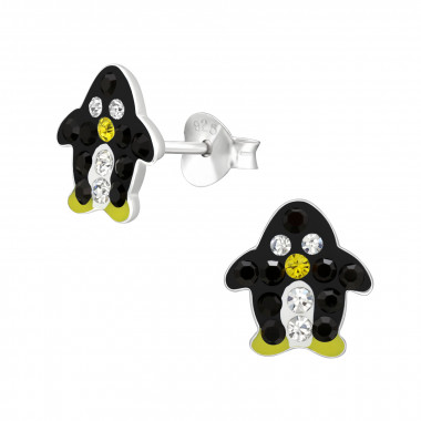 Penguin - 925 Sterling Silver Kids Ear Studs with Crystal SD42542