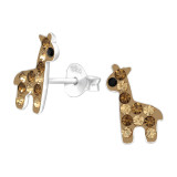 Giraffe - 925 Sterling Silver Kids Ear Studs with Crystal SD42772