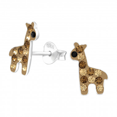 Giraffe - 925 Sterling Silver Kids Ear Studs with Crystal SD42772