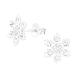 Snowflake - 925 Sterling Silver Kids Ear Studs with Crystal SD42814