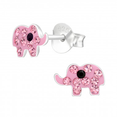 Elephant - 925 Sterling Silver Kids Ear Studs with Crystal SD42936