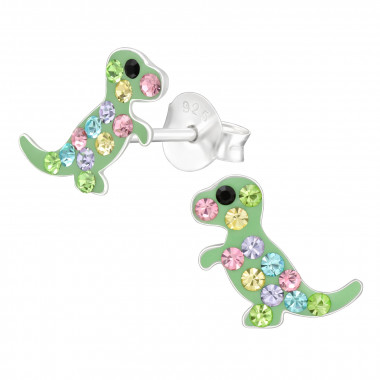 Dinosaur - 925 Sterling Silver Kids Ear Studs with Crystal SD42938