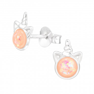 Unicorn - 925 Sterling Silver Kids Ear Studs with Crystal SD42940
