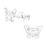 Butterfly - 925 Sterling Silver Kids Ear Studs with Crystal SD42957