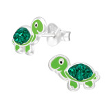 Turtle - 925 Sterling Silver Kids Ear Studs with Crystal SD43007