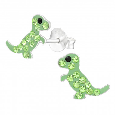 Dinosaur - 925 Sterling Silver Kids Ear Studs with Crystal SD43039