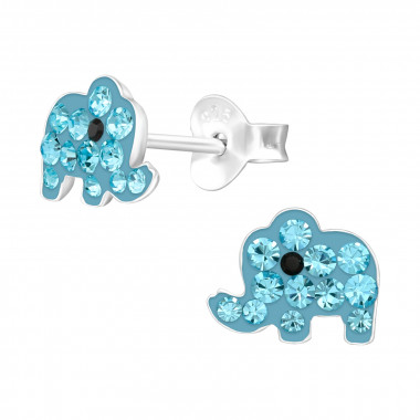 Elephant - 925 Sterling Silver Kids Ear Studs with Crystal SD43045