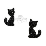 Cat - 925 Sterling Silver Kids Ear Studs with Crystal SD43047