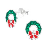 Wreath - 925 Sterling Silver Kids Ear Studs with Crystal SD43089