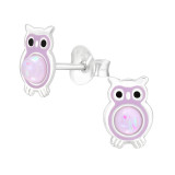 Owl - 925 Sterling Silver Kids Ear Studs with Crystal SD43123