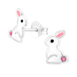 Rabbit - 925 Sterling Silver Kids Ear Studs with Crystal SD43173